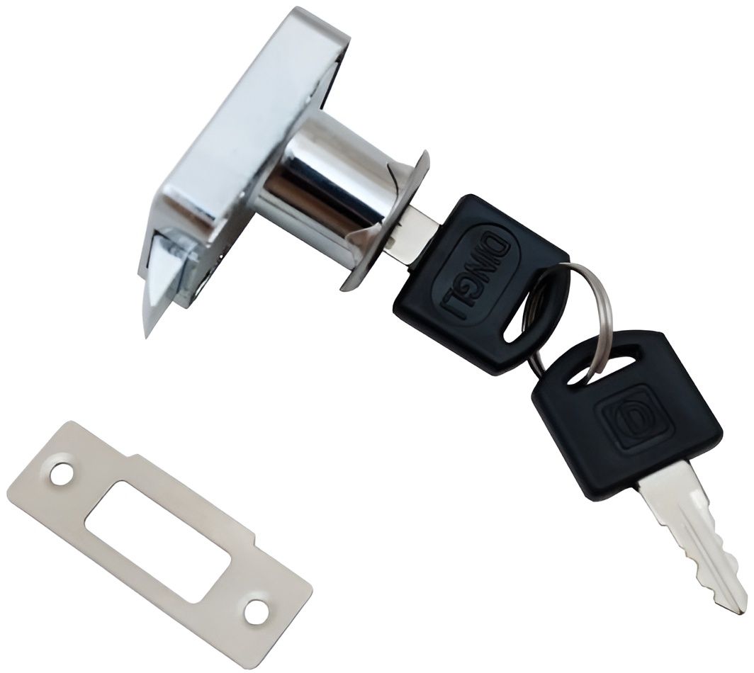 Замок мебельный автомат 19х22 мм LOCK 338 CR 3466, хромированный - фото