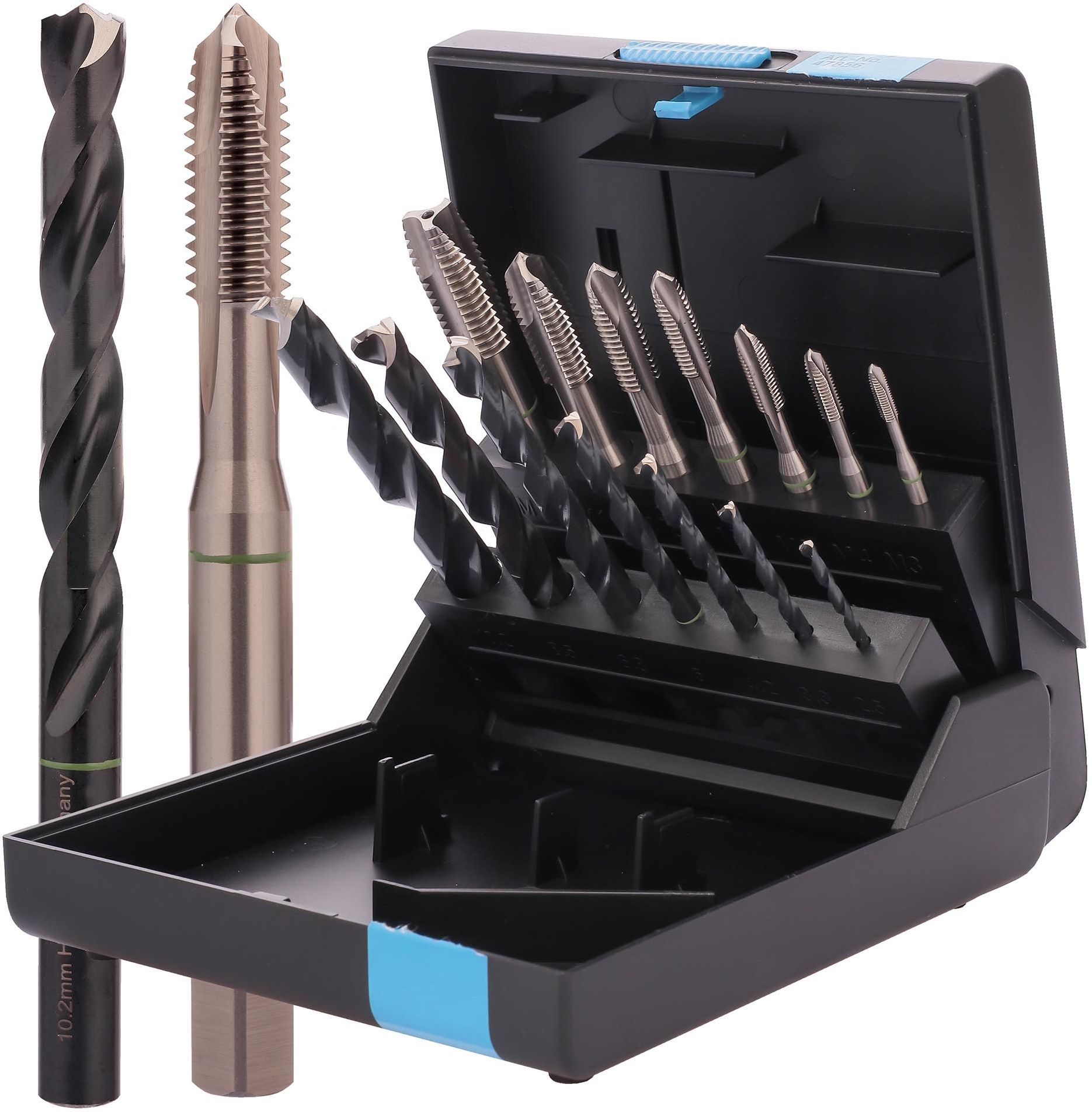 Изображение товара Набор резьбонарезных метчиков и сверл Volkel 47856, 14 предметов