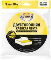 Изображение товара Лента двусторонняя клейкая на вспененной основе 9 мм 10 м Aviora 302-013, белая