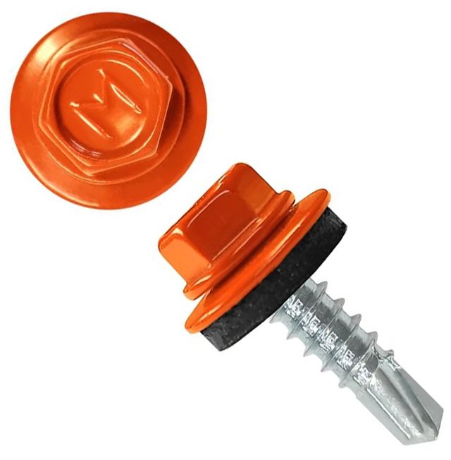 Саморез кровельный со сверлом 4,8х19 RAL 2011 насыщенно-оранжевый - фото