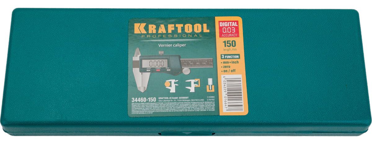 Штангенциркуль электронный 150 мм цена деления 0,01 мм Kraftool 34460-150 - фото
