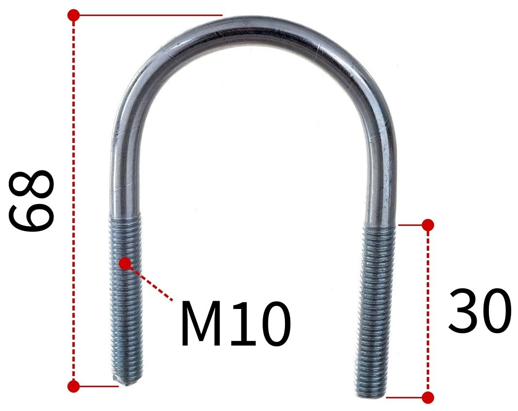 Скоба U-образная 1" под трубу 26-34 мм и резьбой М10, оцинкованная сталь W1 - фото