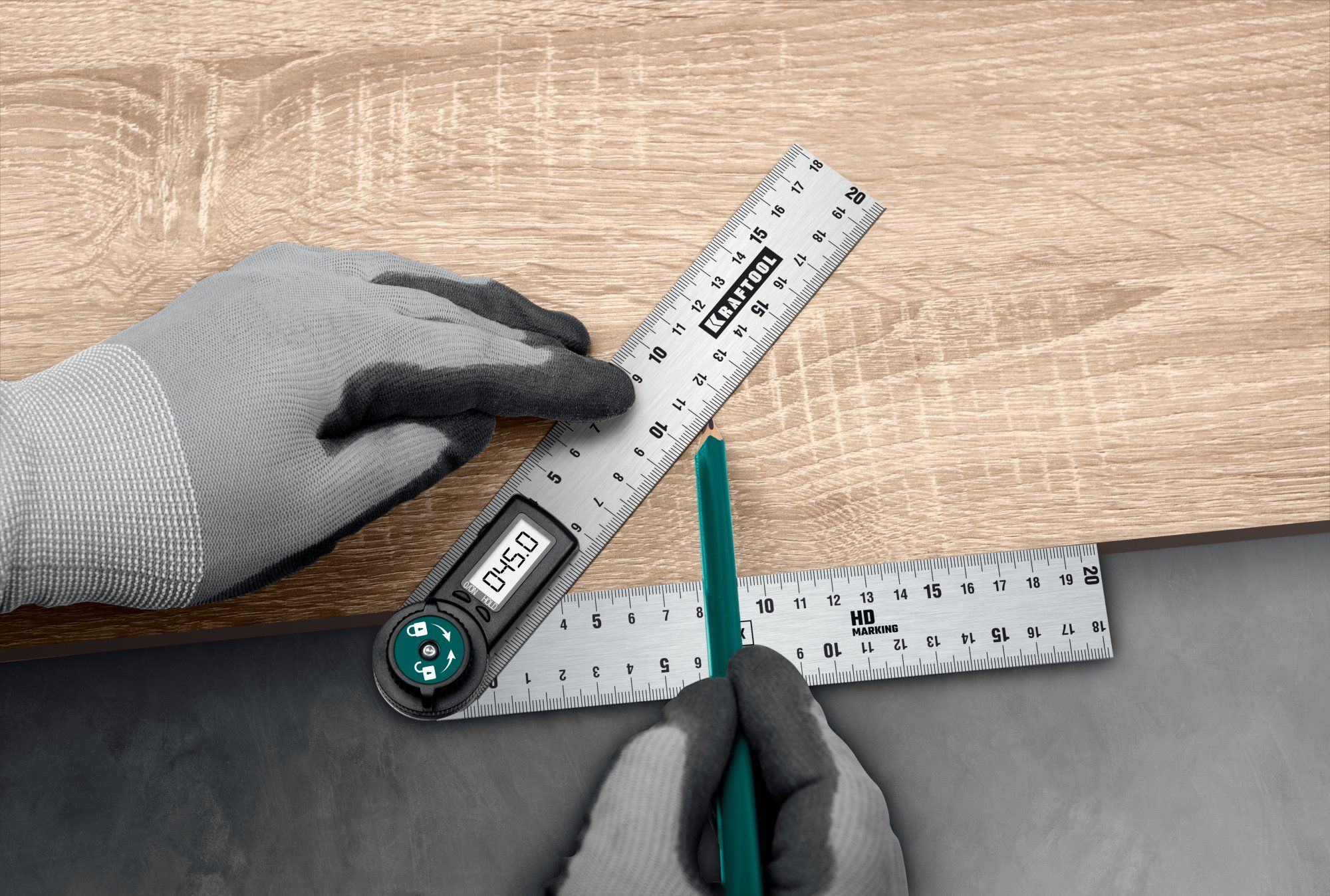 Транспортир-угломер электронный DPM-20 200 мм Kraftool 34682 - фото