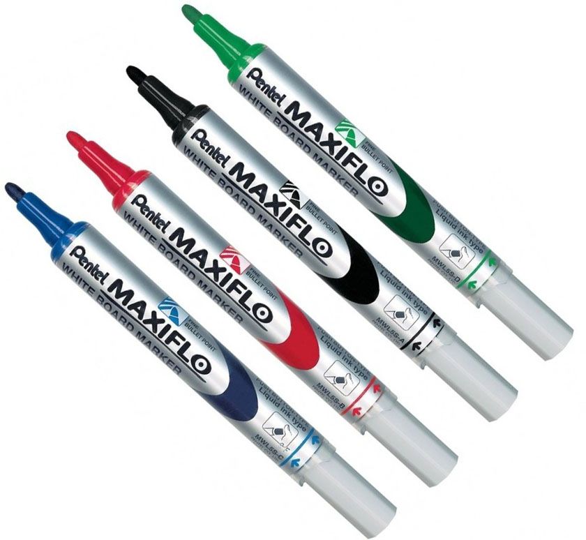Маркер для досок с жидкими чернилами и кнопкой подкачки чернил Maxiflo, Pentel - фото