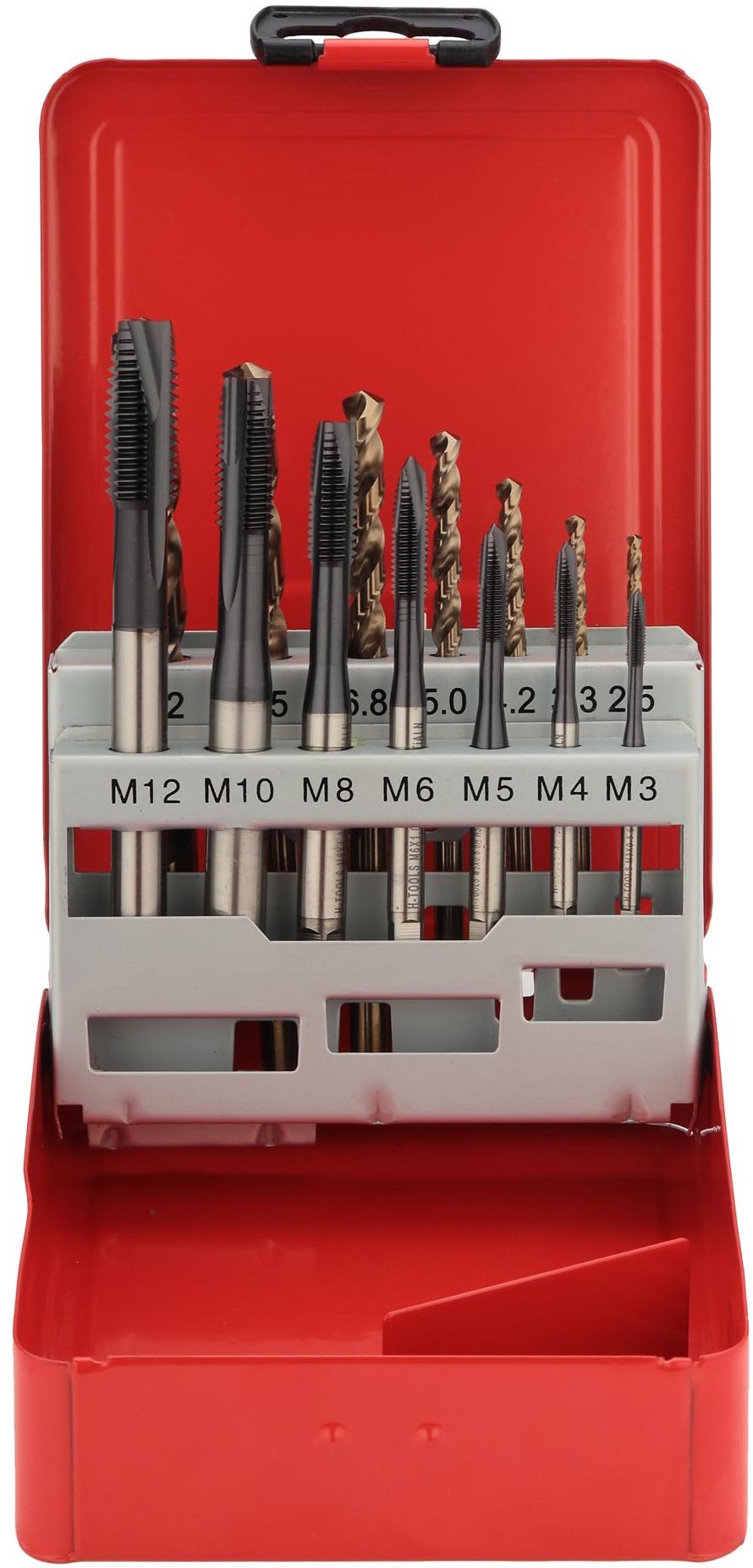 Резьбонарезной набор М3-М12 форма B HSSE-TiALN H-Tools 245004HT, 14 предметов - фото