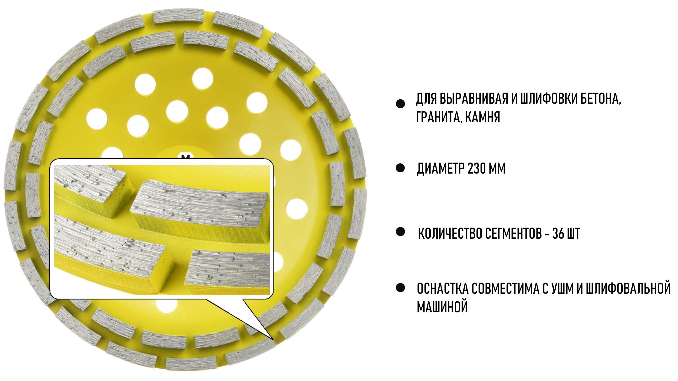 Чашка шлифовальная по бетону 230 мм Segmented Concrete Diamond Industrial DIDCH230S - фото