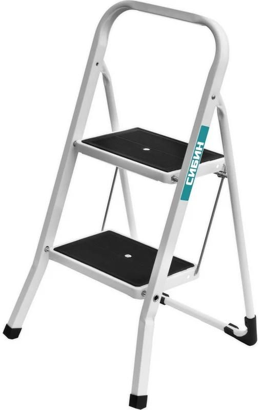 Стремянка 2 ступени, 46 см, c широкими обрезиненными ступенями СИБИН 38807-02_z02, сталь - фото