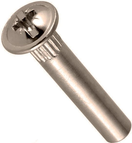 Стяжка межсекционная комплект втулка (мама) и болт (папа), никелированная сталь - фото