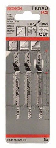Пилки для лобзика Bosch T101AO, 56мм, 3 шт (2608630559) - фото