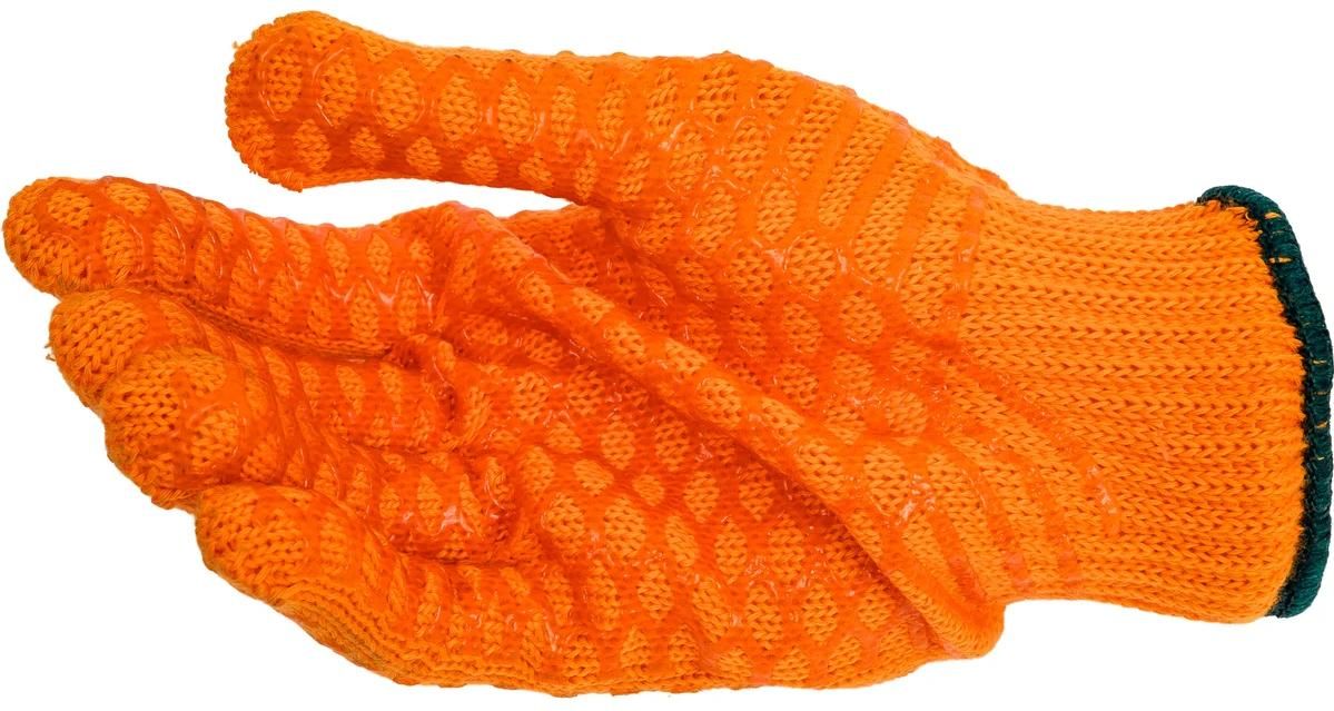 Перчатки трикотажные с противоскользящим двусторонним перекрестным покрытием L-XL ЗУБР Hard 11278-XL - фото