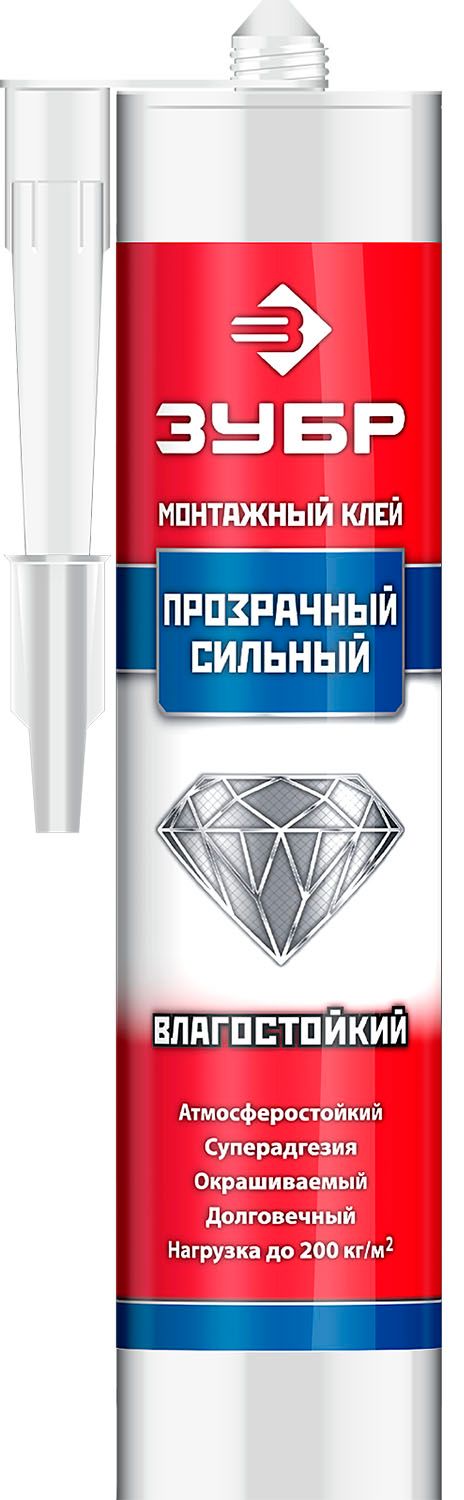 Клей монтажный суперсильный 300 мл ЗУБР 41332, прозрачный - фото