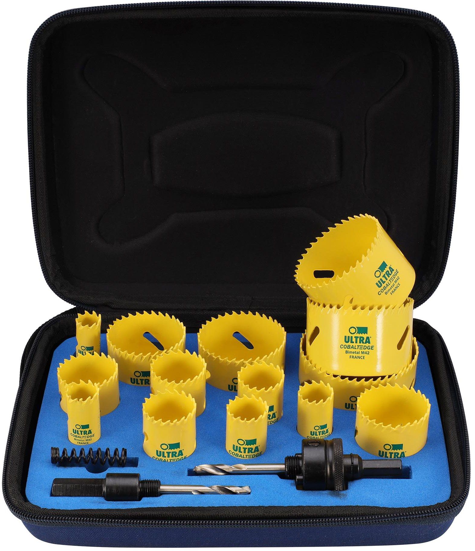 Набор коронок Bi-metall 16 - 76 мм зубья HSSE-Co8 5,5 TPI Ultra SCY 3663, 17 предметов - фото