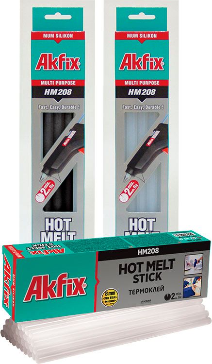 Термоклей для клеевых пистолетов d=8 мм 1 кг HM208, Akfix GA120, коробка 16 шт - фото
