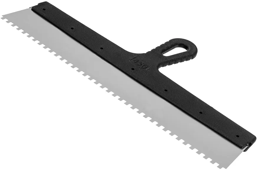 Шпатель 450 мм зуб 6х6 мм c пластиковой ручкой Сибртех 85470 - фото