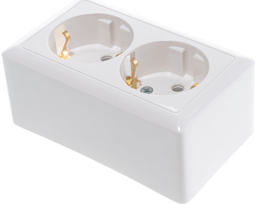 Розетка белая 2-м ОП 16А 250В с заземлением Хит Systeme Electric RA16-238-B - фото