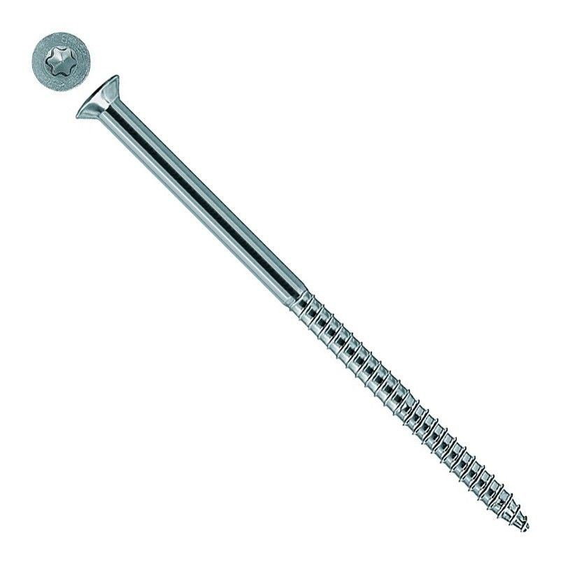 Саморез 7х167 Т с потайной головой и шлицем TORX Fischer 089178, оцинкованная сталь - фото