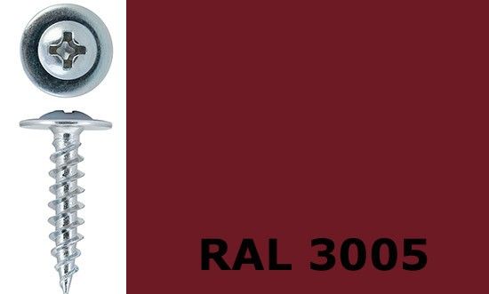 Саморез-клоп острый 4,2х25 окрашенный, RAL 3005 (винно-красный), 1000 шт - фото