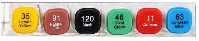 Набор скетчмаркеров 2-х сторонних, 1-7 мм 6 цветов, MC-5600-6 - фото