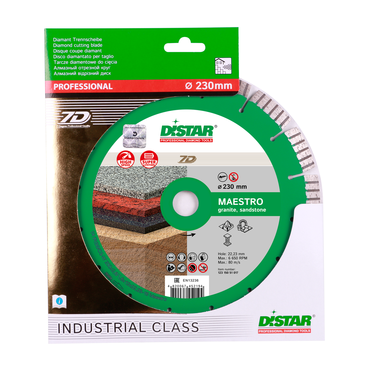 Диск алмазный по граниту 230х2,6/1,8х12х22,23-16 Maestro 1A1RSS/C3-W Distar 12315051017 - фото