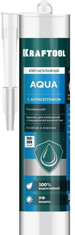 Клей монтажный водостойкий 310 мл Aqua Kraftool 41345_z01, белый - фото
