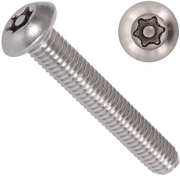 Винт с полукруглой головкой и шлицем TORX-Pin ISO (DIN) 7380, нержавеющая сталь А2 - фото