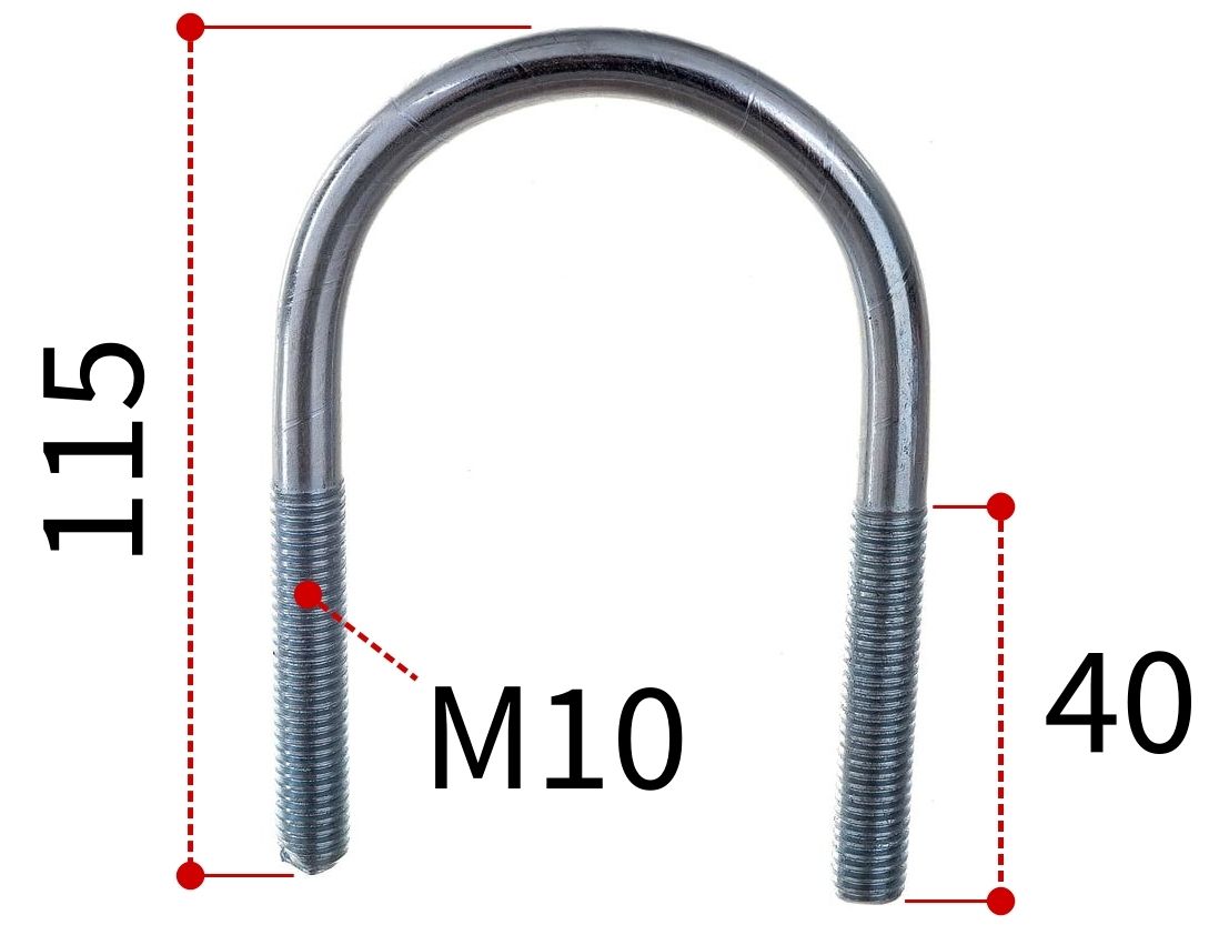 Скоба U-образная 2 1/2" под трубу 66-76 мм и резьбой М10, оцинкованная сталь W1 - фото