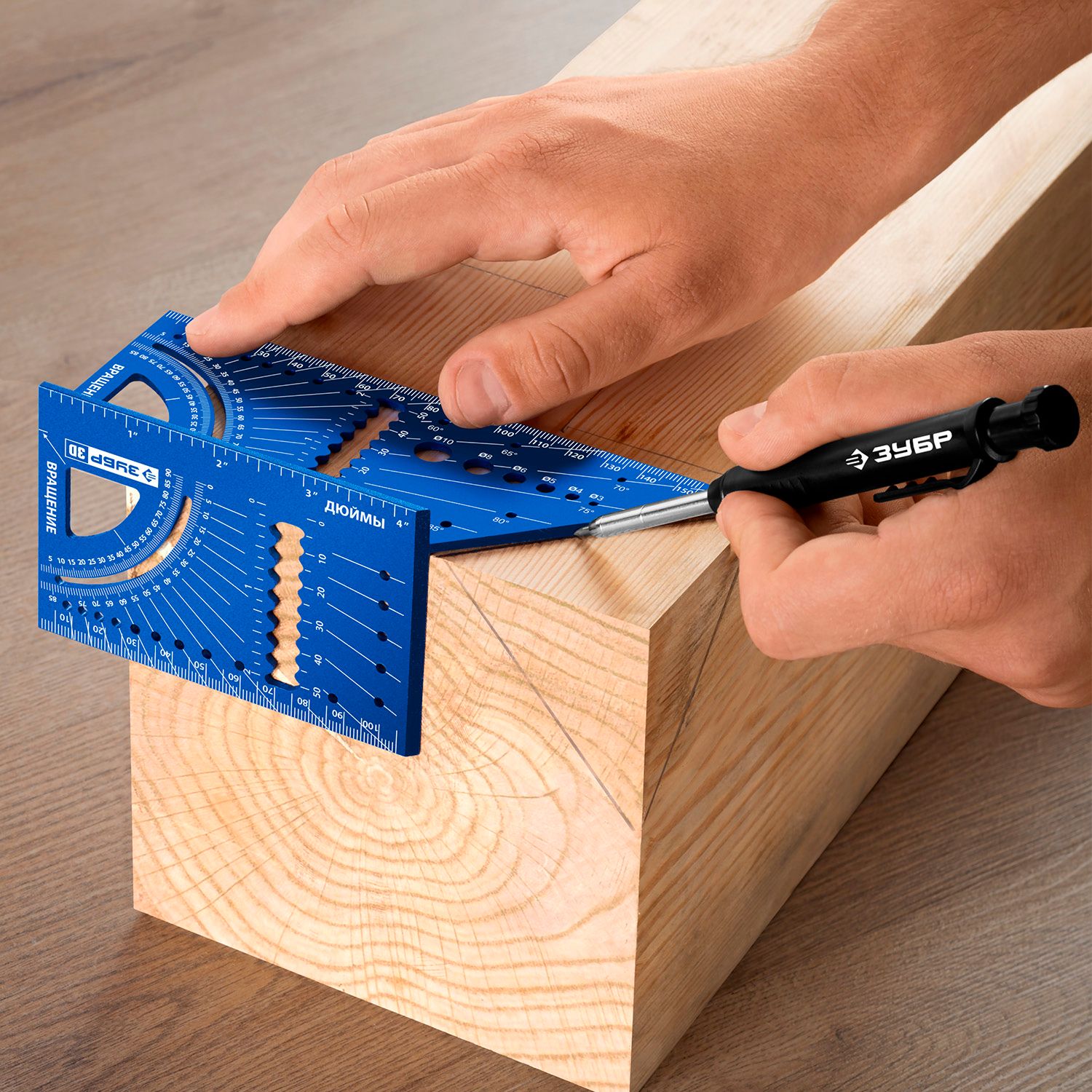 Угольник многофункциональный 7 в 1 3D ЗУБР 34399, алюминий - фото