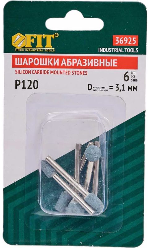 Набор шарошек абразивных по кафелю, мрамору, стеклу FIT 36925, 6 шт - фото