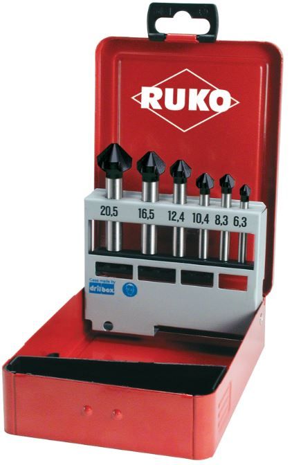 Изображение товара Набор зенковок RUKO 6,3-20,5 мм, 90°, HSS-TiALN, 6 шт