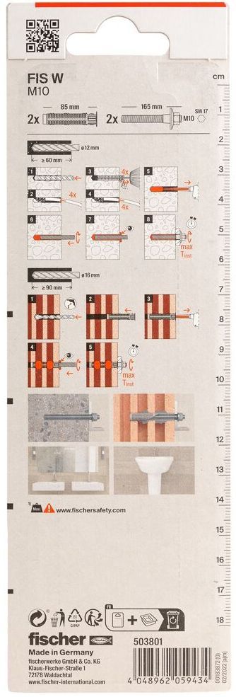 Крепление сантехническое под химическую анкеровку Fischer FIS W 503801, блистер - фото