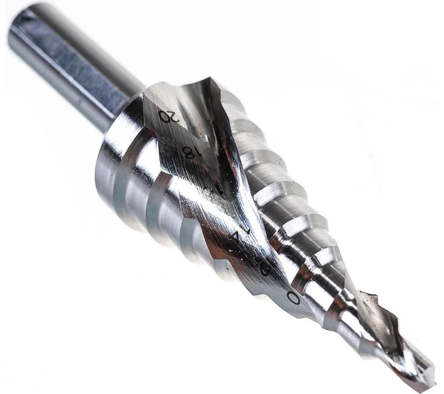 Сверло ступенчатое 4-20 мм, хвостовик 8 мм HSS Messer 20-09-420, 9 ступеней - фото