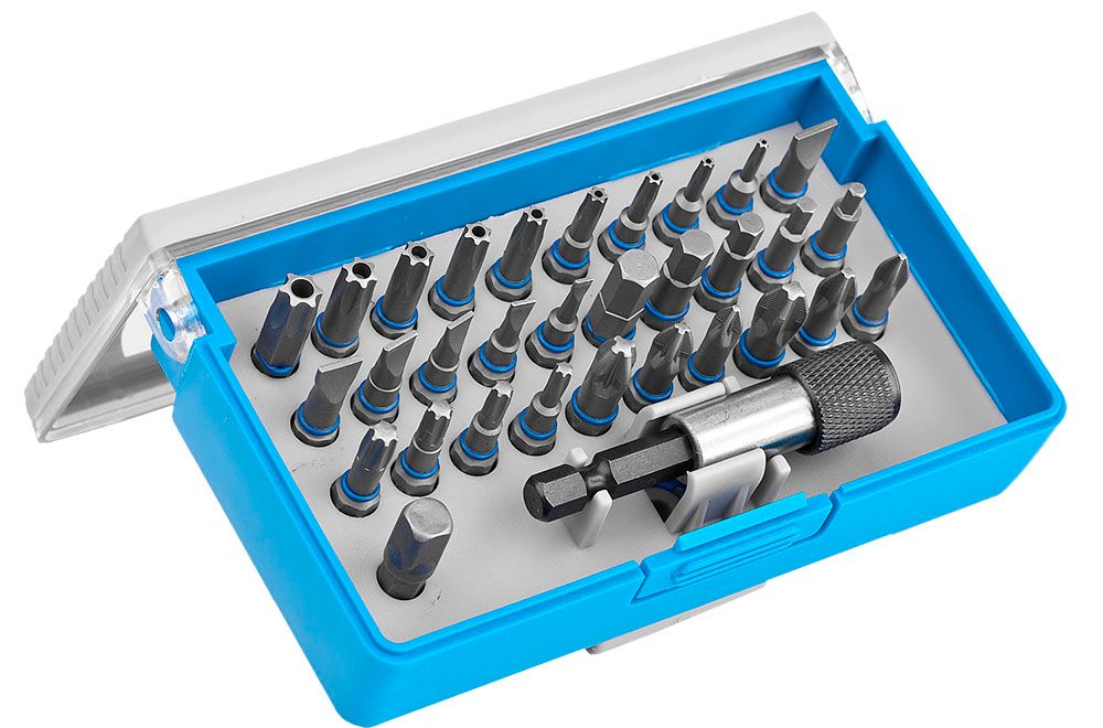 Изображение товара Набор торсионных бит ЗУБР Эксперт 32 предмета из Cr-Mo, адаптер, пластиковый бокс