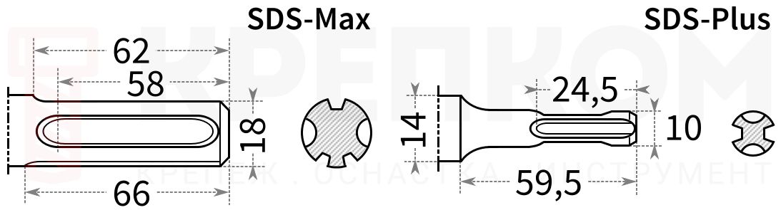 Переходник с хвостовика SDS-Plus на SDS-Max Heller 21759 - фото