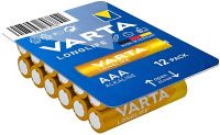 Батарейки щелочные AAA Varta Longlife 4103301112, 12 шт в блистере