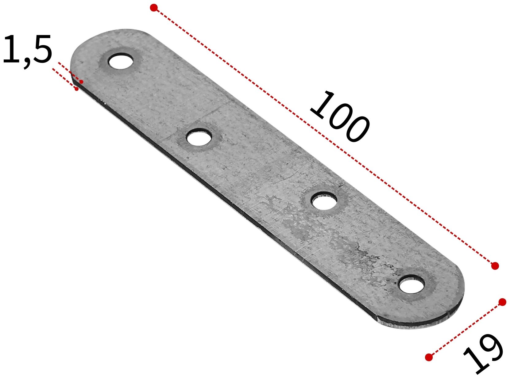Пластина бытовая 100х19х1,5 мм, оцинкованная сталь - фото