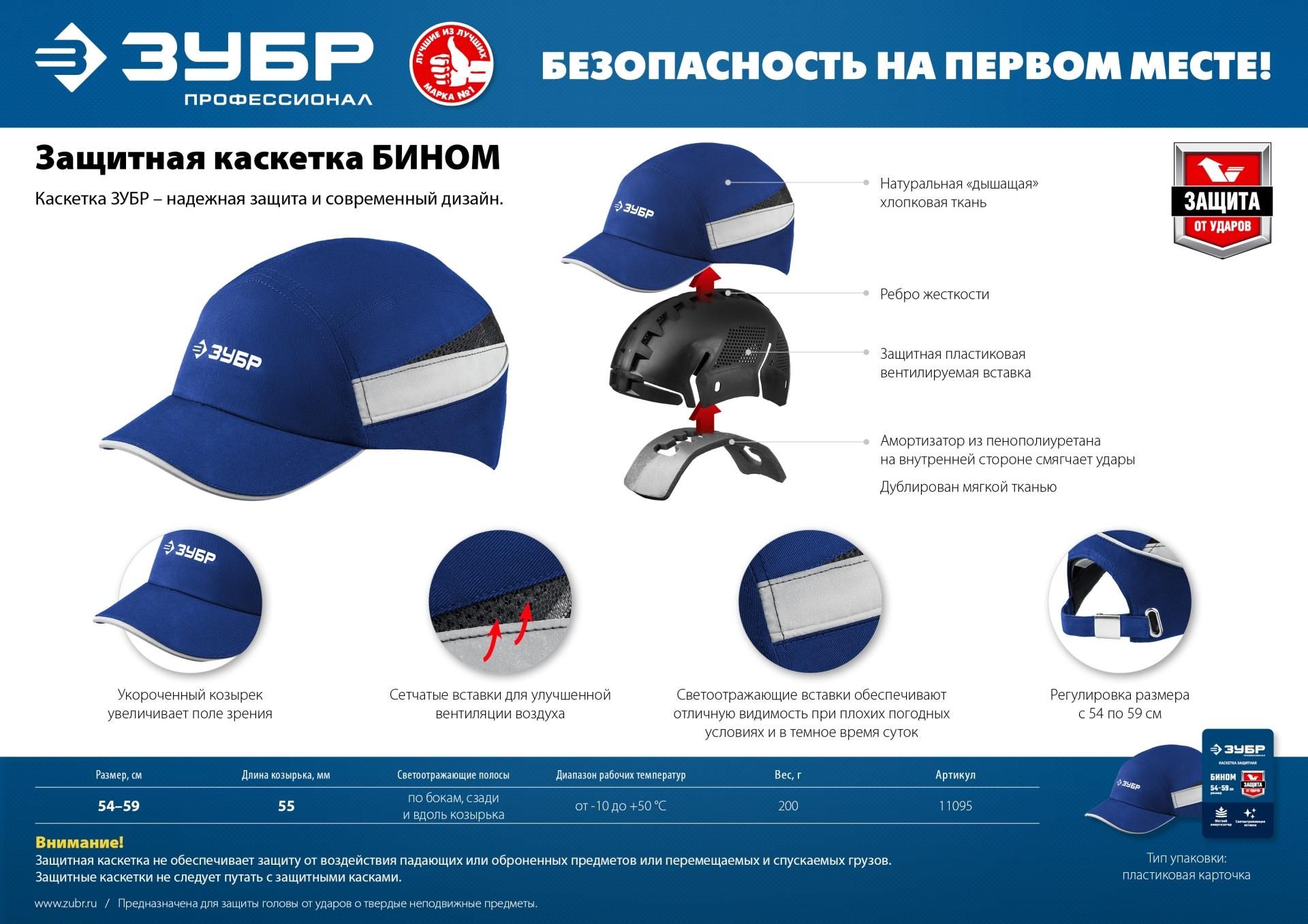 Каскетка защитная Бином ЗУБР - фото