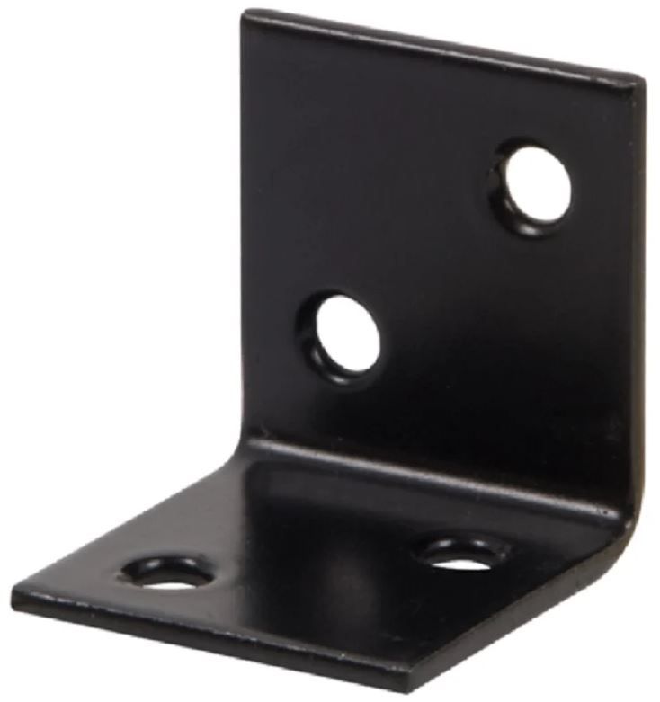 Уголок крепежный мебельный 30х30х30 мм Gah Alberts 338886, оцинкованная сталь с черным порошковым покрытием - фото
