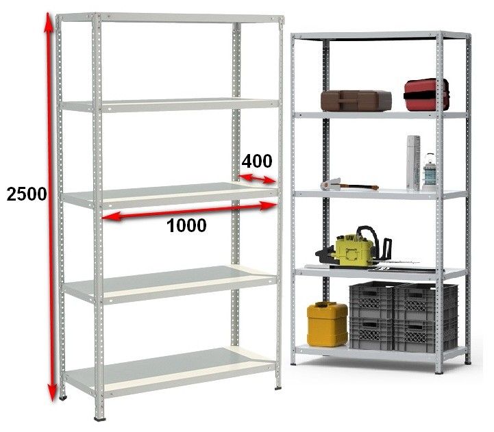 Стеллаж металлический до 145 кг, 5 полок Металл-завод СТФ 1045-2,5 2500х1000х400 мм - фото