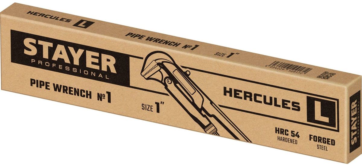 Ключ трубный рычажный с прямыми губками Hercules-L Stayer - фото