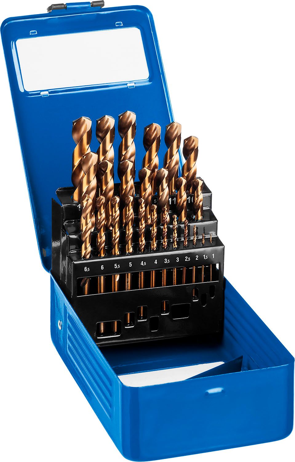 Набор сверл по металлу 1-13 мм Кобальт, класс А, ЗУБР 29626-H25, сталь Р6М5К5, 25 штук в металлическом боксе - фото