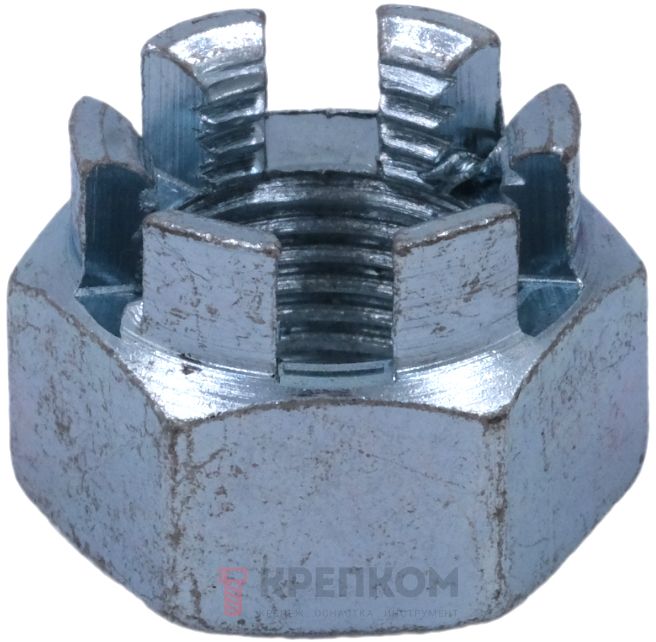 Гайка корончатая М24х1,5 DIN 935, класс прочности 8, оцинкованная сталь - фото