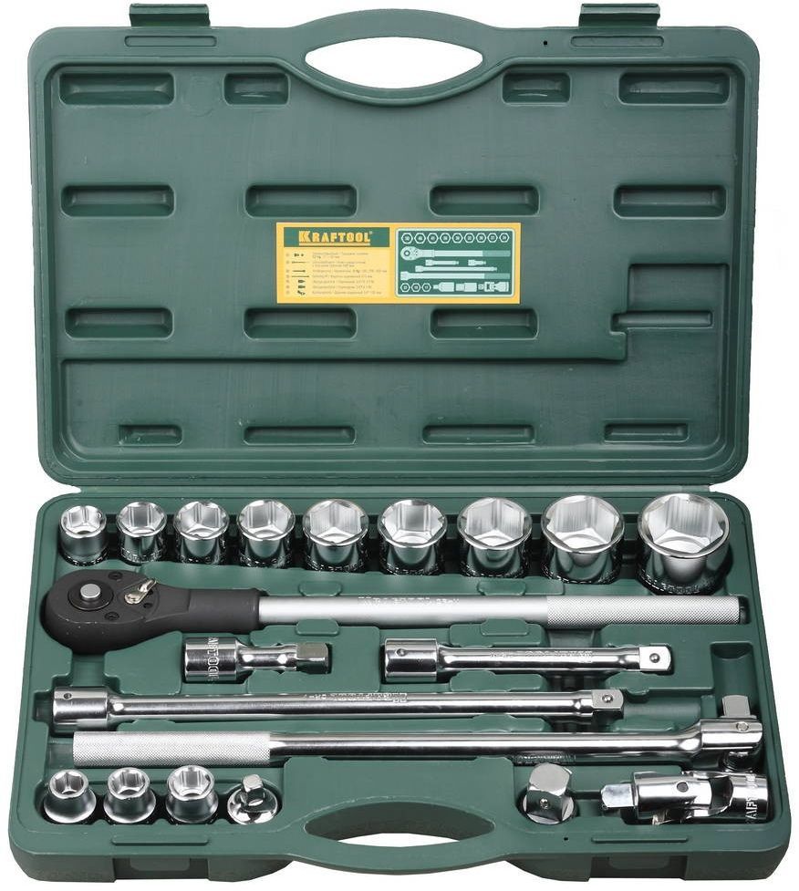 Набор торцовых головок для крупногабаритной техники 3/4" Kraftool Truck 20 27895-H20_z01, 20 предметов - фото