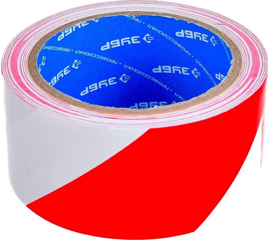 Лента клейкая разметочная сигнальная 50 мм длина 25 м ЗУБР 12248-25-50, красно-белая - фото