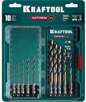 Набор сверл по металлу для винтовёртов 3-10 мм НЕХ-1/4 Impact Ready Kraftool 29652-H10, 10 шт 