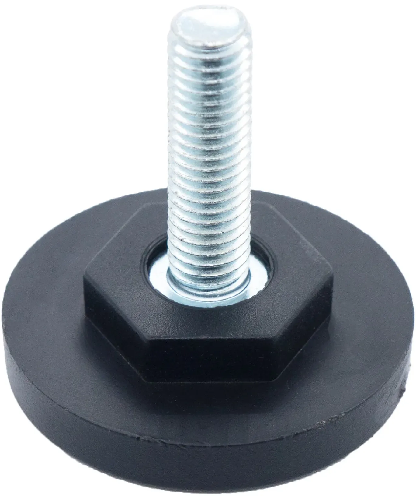 Опора регулируемая с круглым основанием 40 мм и резьбовым стержнем М8х30 40М8-30ЧН, пластик, черная (RAL 9005)  - фото