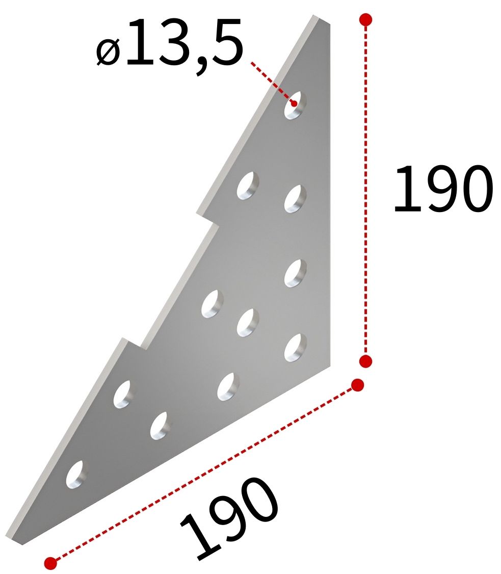 Пластина соединительная треугольная для профиля 38-41 4F11 TERMOCLIP - фото