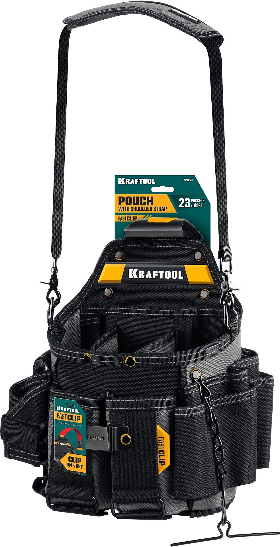Сумка электрика с креплением FastClip KPB- 23 Kraftbuilt Kraftool 38766 - фото