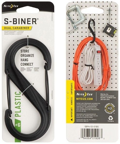 Изображение товара Пластиковый карабин Nite Ize S-Biner SBP6-03-01BG черный 6 см