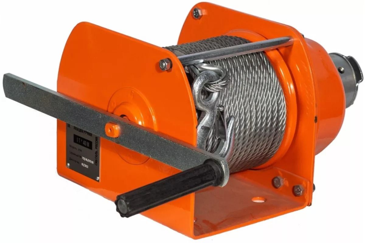 Лебедка ручная барабанная JHW 1 т, канат 40 м, Сибталь 00013971 - фото