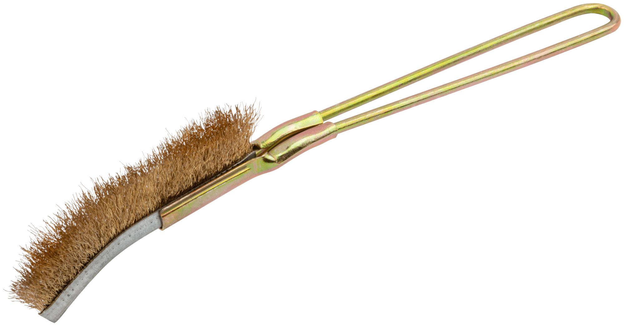 Щетка-мини гофрированная ручная изогнутая 250 мм FIT 38449, латунированная сталь - фото